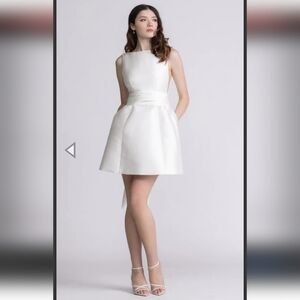 Watters Naya Sleeveless Bow Deep-V Back Mini Dress